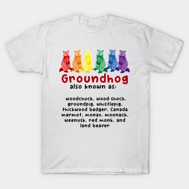 A Rainbow Groundhog By Any Other Name T-Shirt by Slightly Unhinged